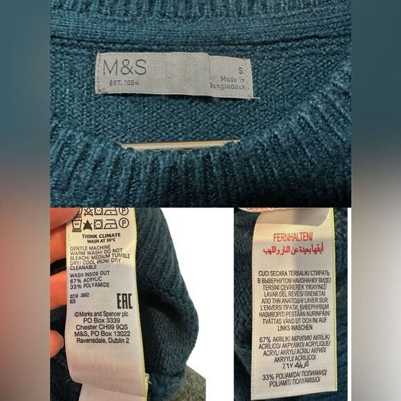 🔥 M&S EST 1884 KNIT Crew Neck Sweater Jumper Size S - Picture 10 of 11